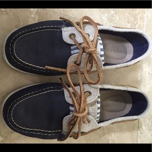 Sperry women’s Angelfish Stripe Leather Boat Shoes